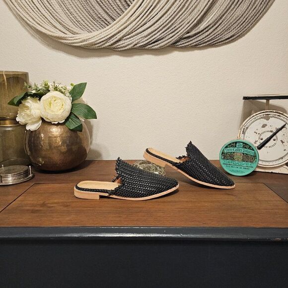Anthropologie-Mi iM Vivi Frayed Edge Boho Woven Braided Mule Sz 6.5 - Picture 3 of 7